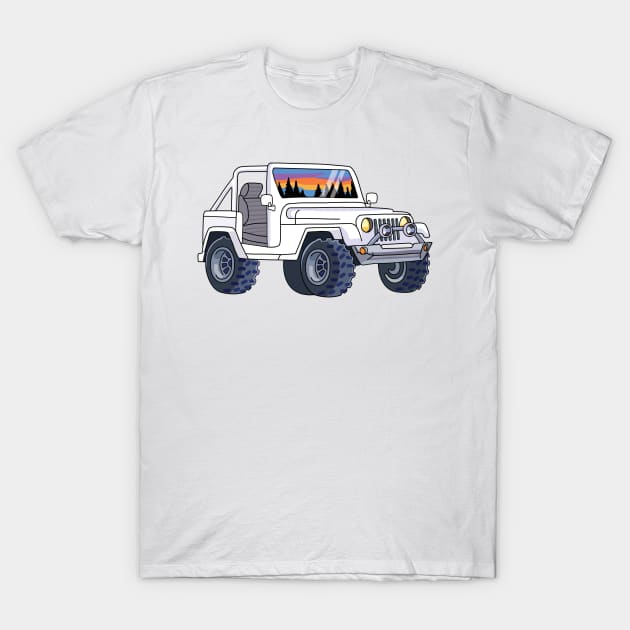 Aesthetic White Jeep T-Shirt by SuperrSunday